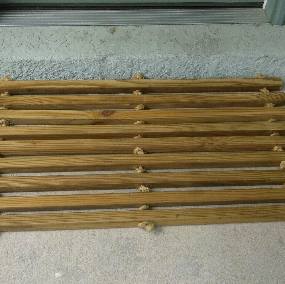 Handmade Rope and Wood Door Mat